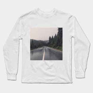 SCENERY 92 - Morning Street Road Path Highway Forest Long Sleeve T-Shirt